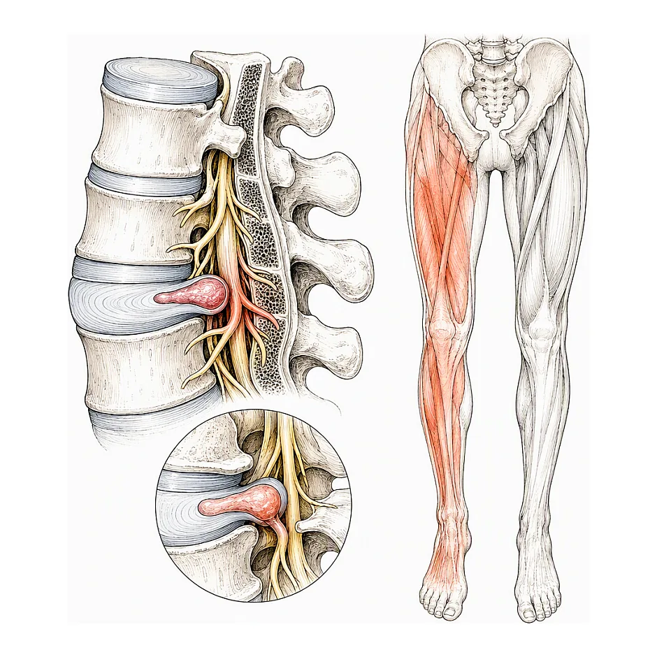 لاغری پا بعد از پارگی دیسک — چگونه حجم بگیرد