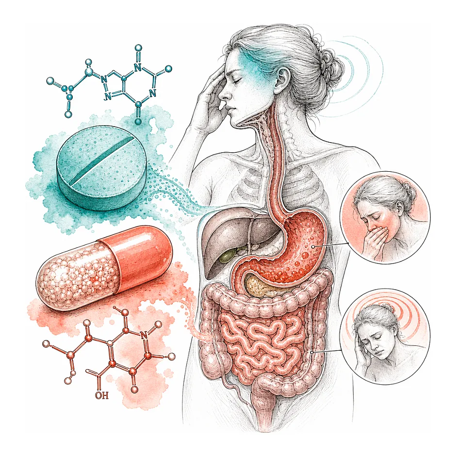 مصرف همزمان مترونیدازول و داکسی‌سایکلین و عوارض آن