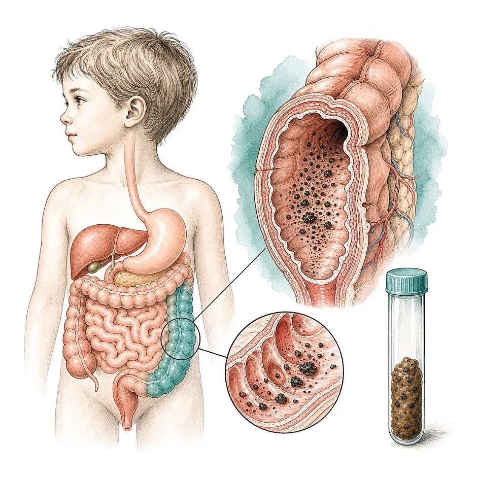 دانه‌های سیاه در مدفوع کودکان: علائم، دلایل، و راهنمای درمان