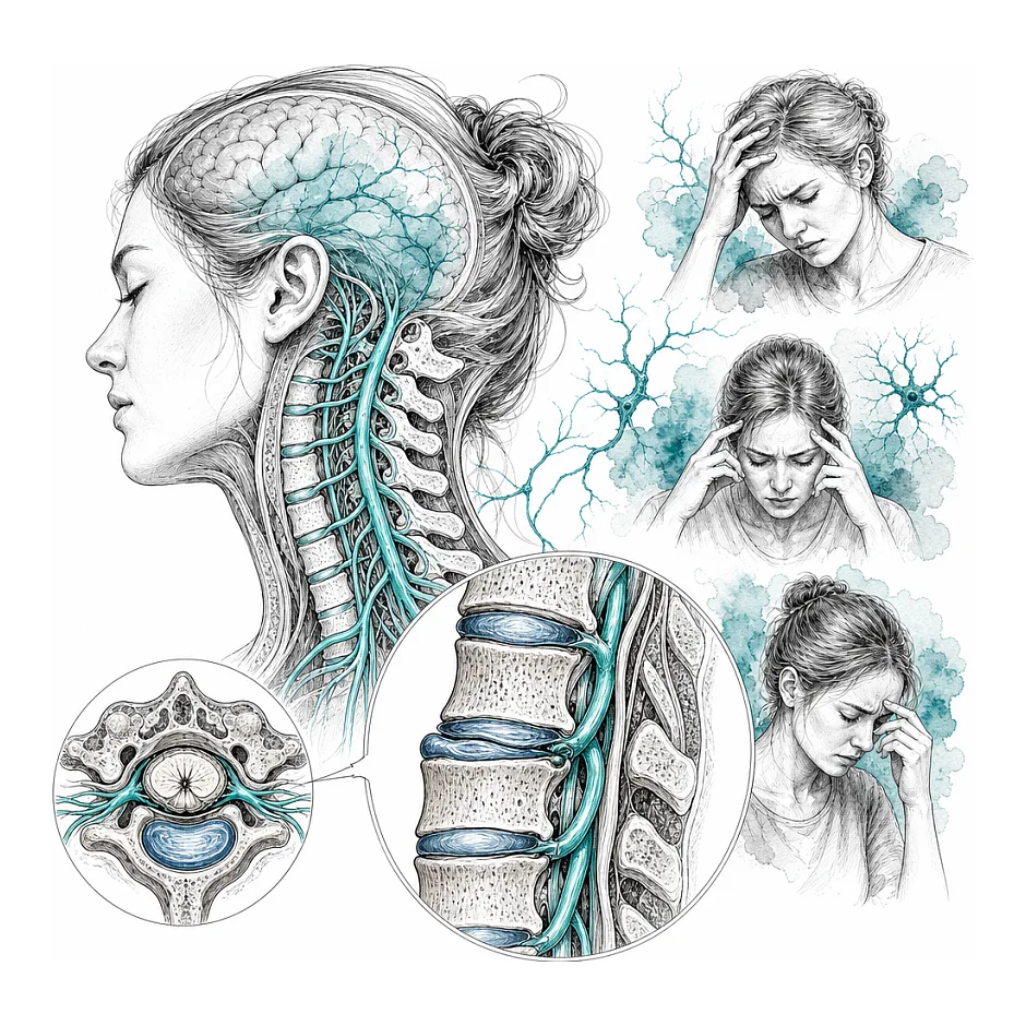 علت گیجی، عدم تمرکز، و استرس با مشکلات گردنی و دیسک مهره‌ها چیست؟